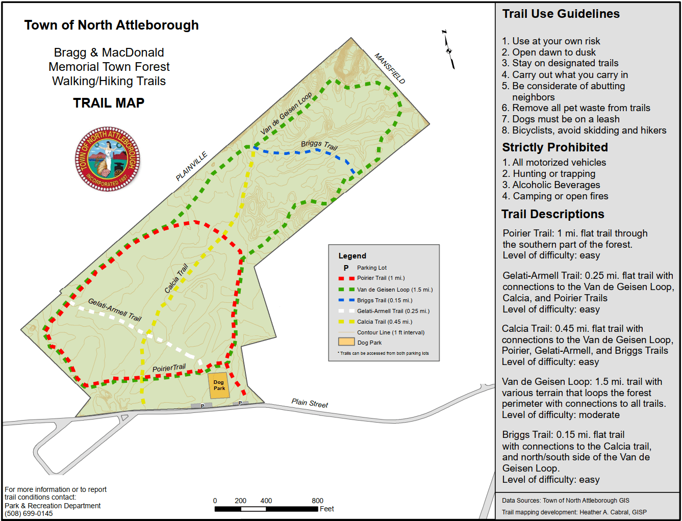 map of the trails at the town forest