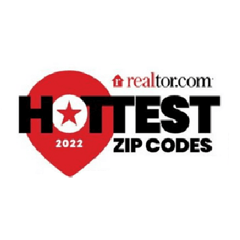 Graphic reading Realtor.com's Hottest Zip Codes 2022