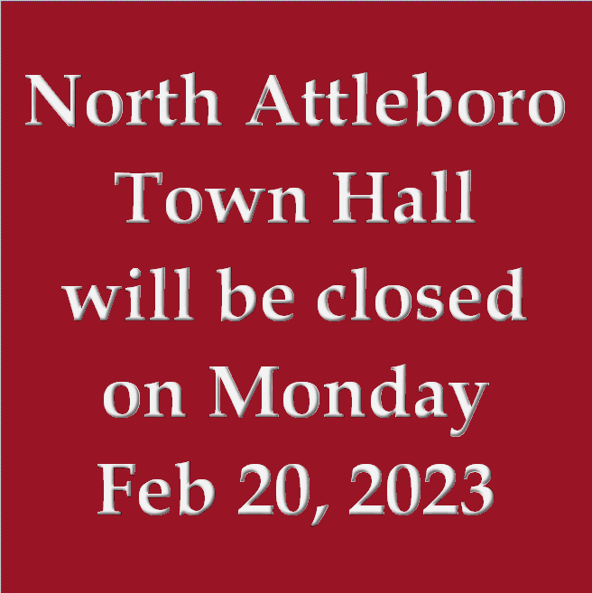 text stating town hall is closed on Monday February 20, 2023